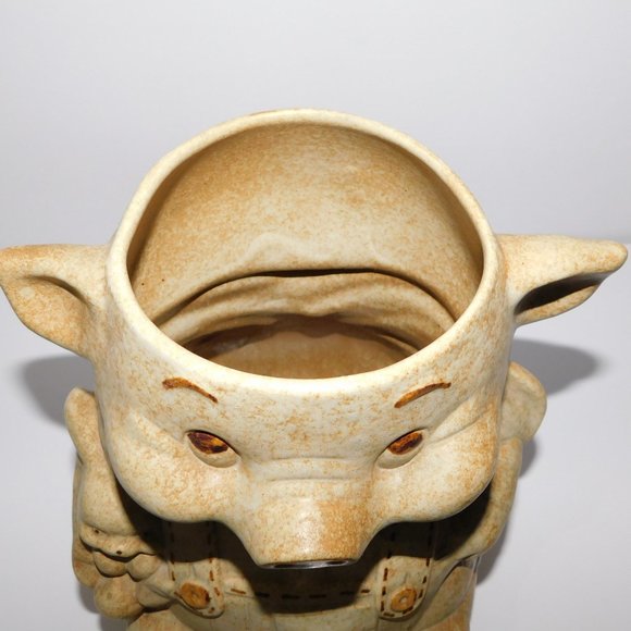 Vintage 60sTreasure Craft 12" Ceramic Farmer Pig Cookie Jar Tan Brown - Picture 9 of 14